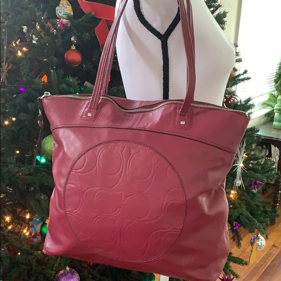 COPY - Large Coach Embossed Monogram Leather Tote - Picture 5 of 7
